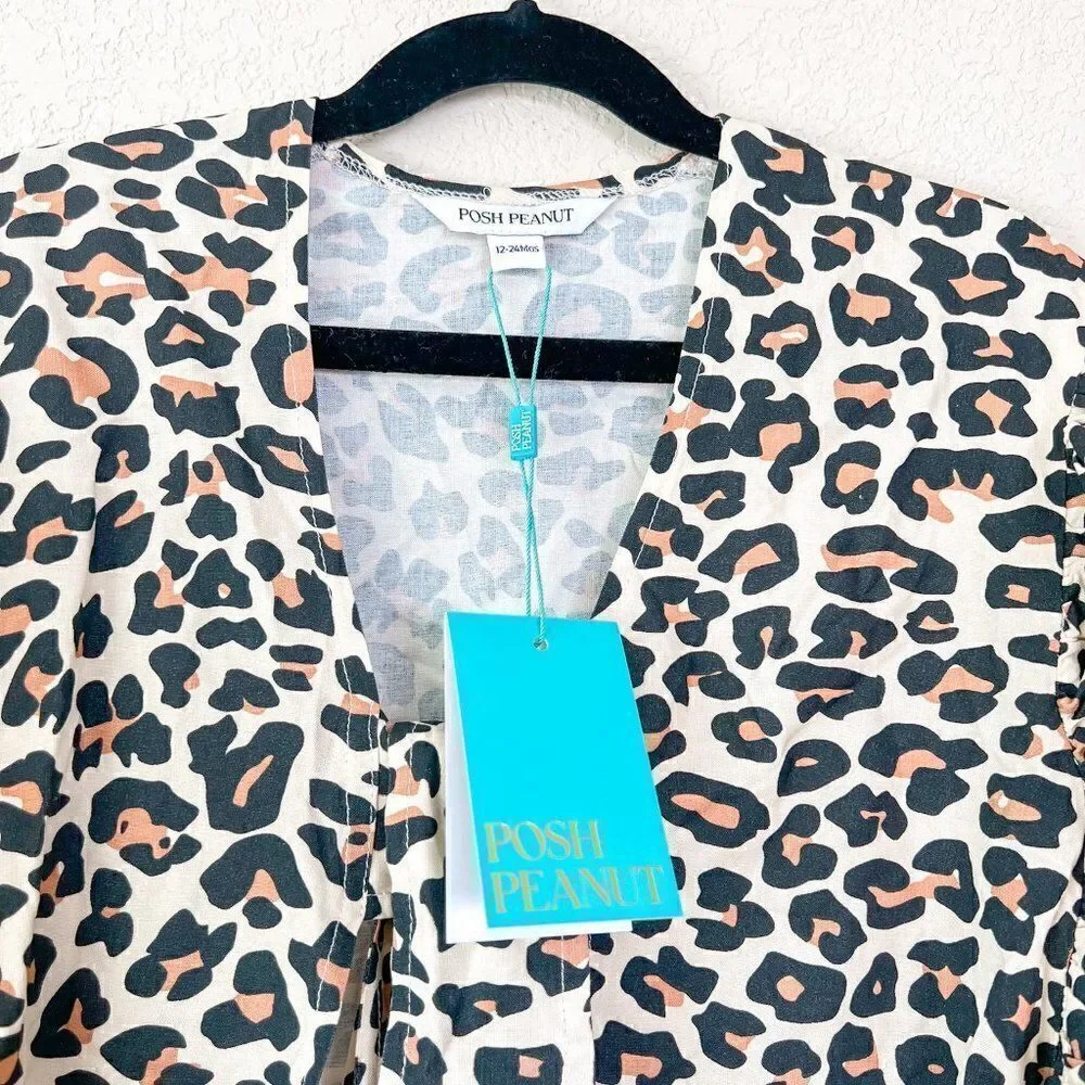 NWT! Posh Peanut Riffle Kimono Lana Leopard Print Swim Cover, Size 12-24M